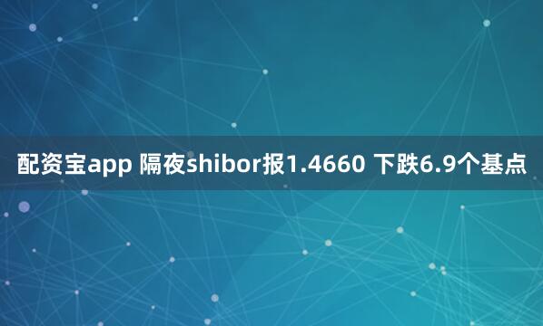 配资宝app 隔夜shibor报1.4660 下跌6.9个基点